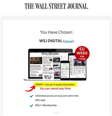 subscription rate for wsj